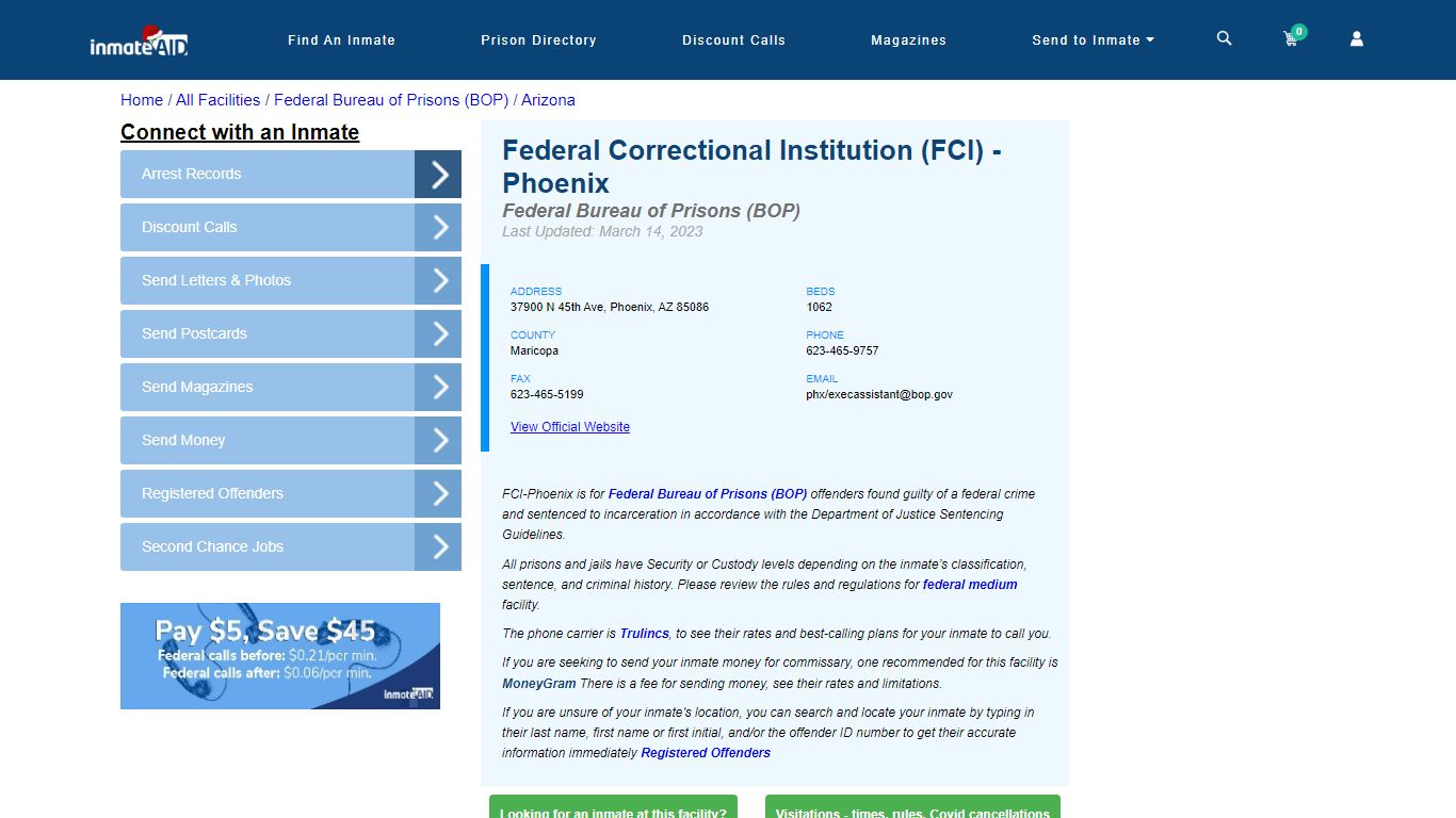 Federal Correctional Institution (FCI) - Phoenix - Federal Inmate ...