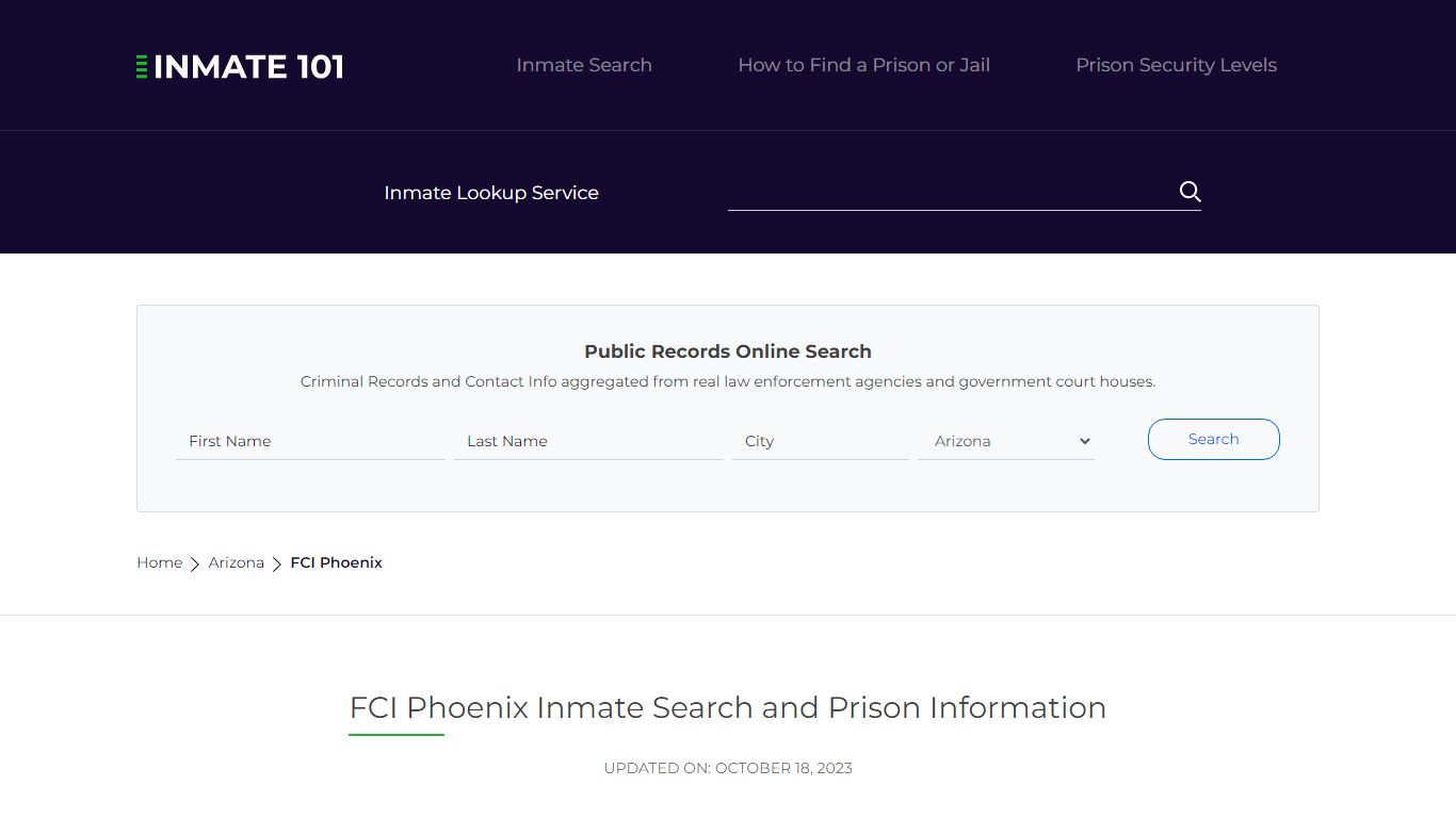 FCI Phoenix Inmate Search | Lookup | Roster