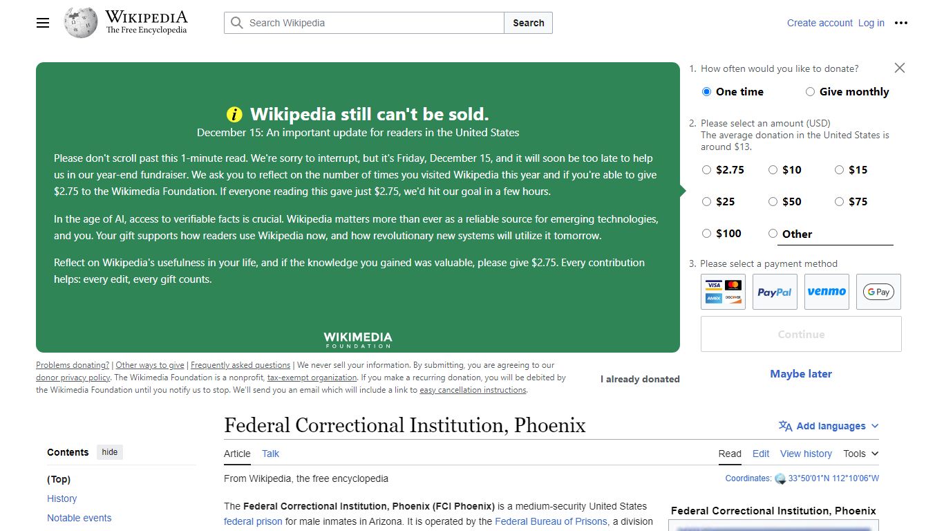Federal Correctional Institution, Phoenix - Wikipedia